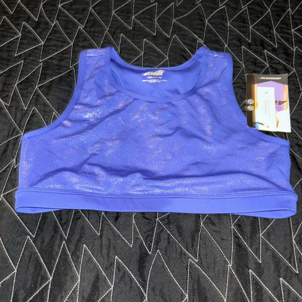 New NWT Avia xxl sports bra periwinkle color silver sparkle xxl 18
